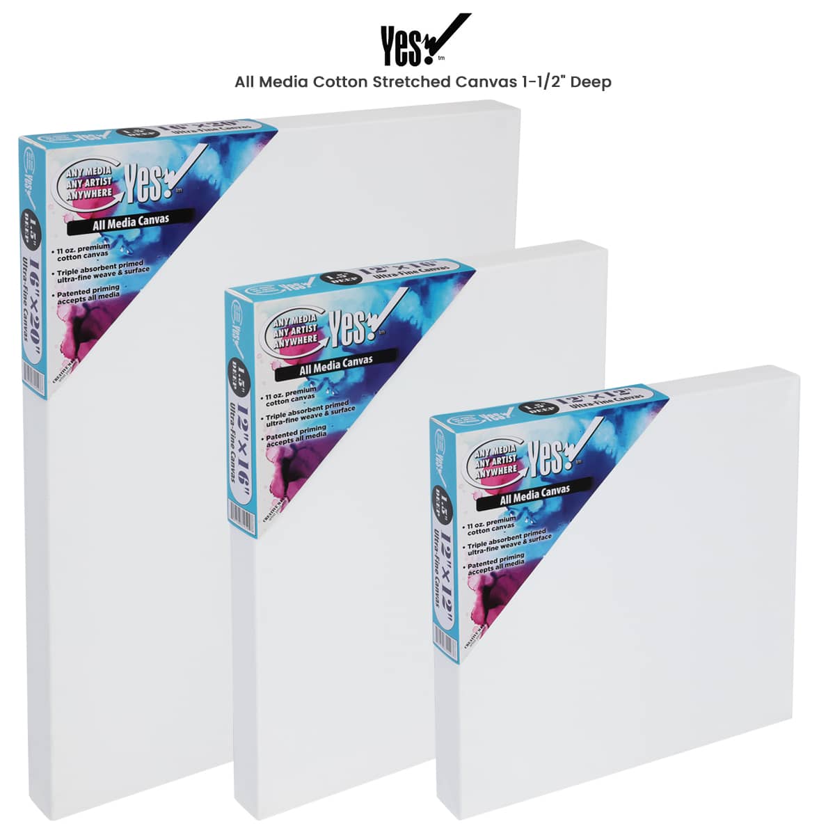 Yes! All Media Cotton Stretched Canvas 1-1/2 in Deep