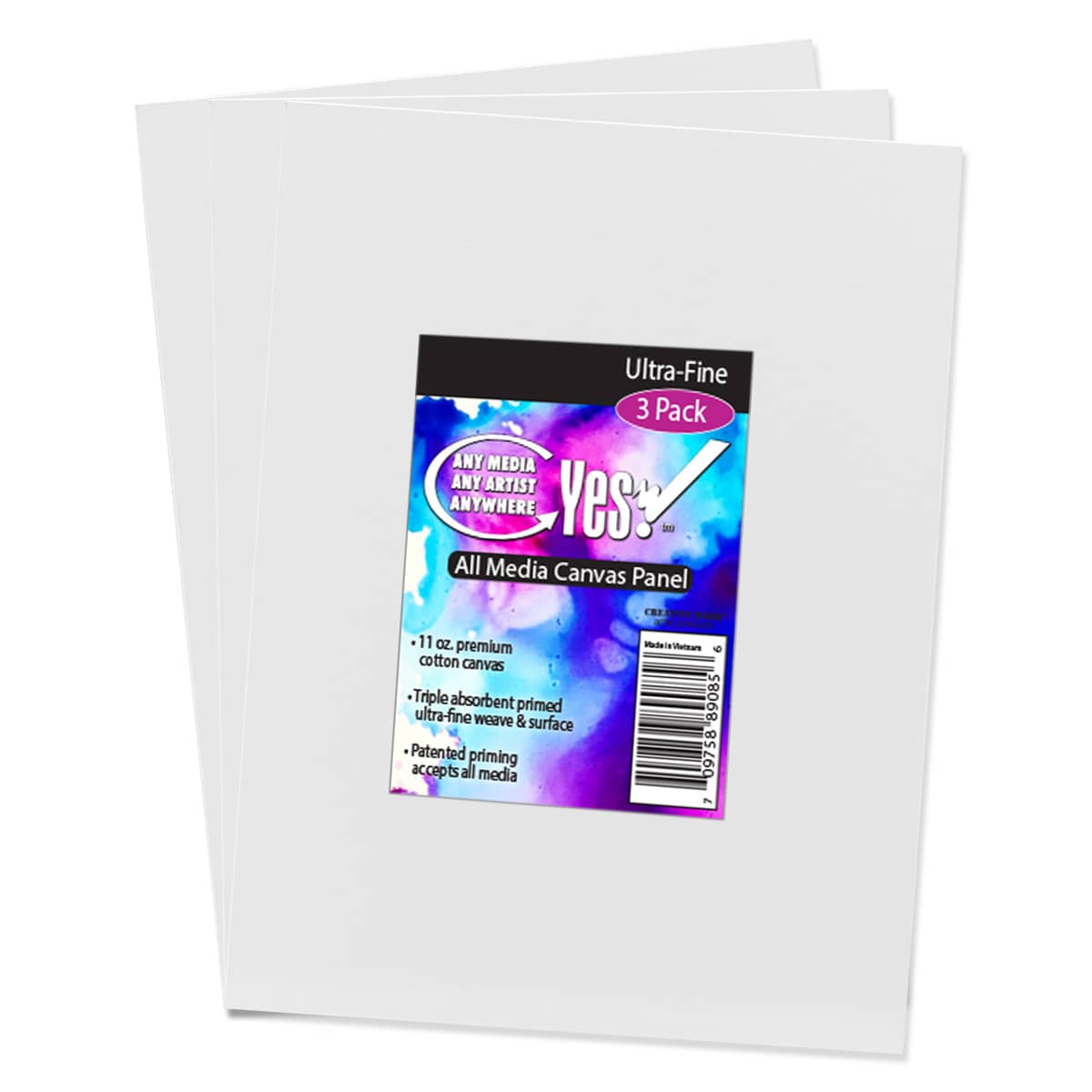 Yes! All Media Cotton Canvas Panel 9x12, (Pack of 3)