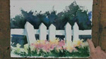 Interesting Picket Fence in Watercolors