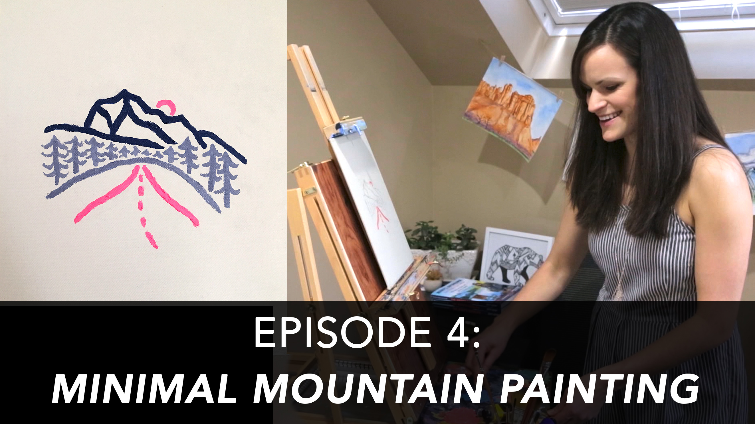 Minimal Mountain Painting in Acrylics by Artist Lisa Kowieski