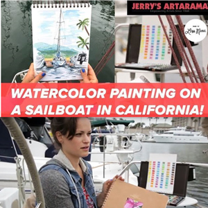 Plein Air Watercolor Painting on a Sailboat in California- by Lisa Kowieski