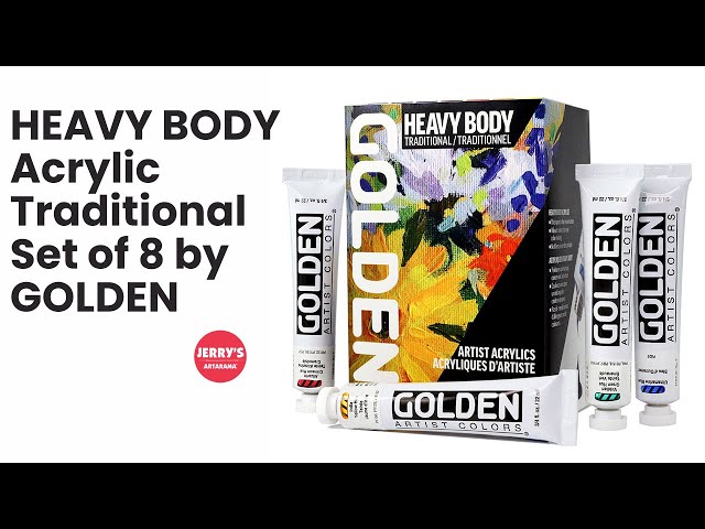 HEAVY BODY Acrylic Traditional Set of 8 + a Gloss Liquid Glaze. The HEAVY BODY Acrylic Traditional Set of 8 + a Gloss Liquid Glaze by GOLDEN is a selection of historically significant colors ideal for mixing the range o…