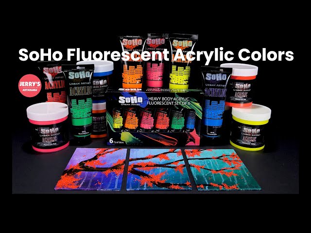 SoHo Urban Artists Heavy Body Acrylics Fluorescent Colors Set of 6, 75ml  Tubes
