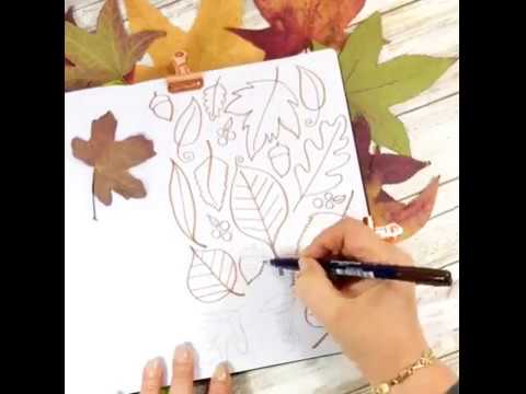 Create beautiful fall doodles with Tombow Fudenosuke Colors! 