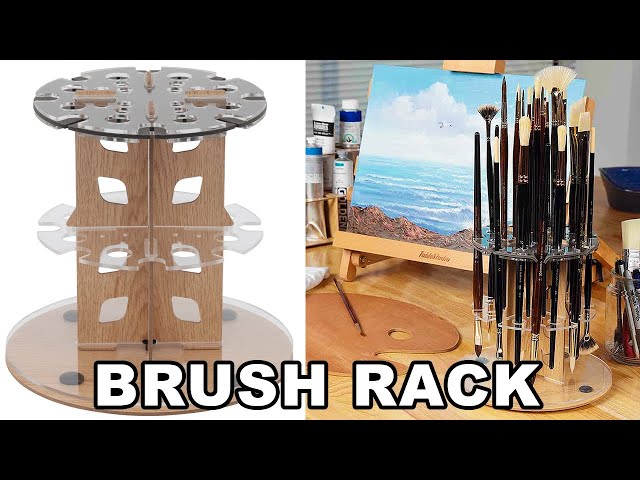 Mezzo Artist Brush and Paint Tube Organizer Corner Rack | Wood Grain  Laminate | Multi-Layer Storage Display Stand | Corner Rack