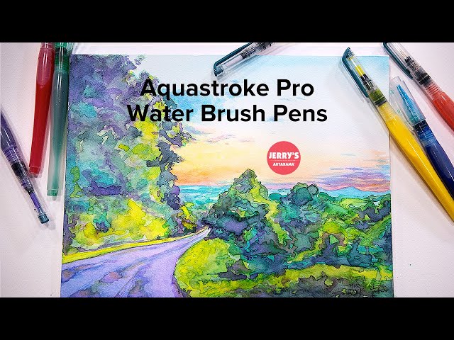 Aquastroke-Go Water Brush Pens for Watercolor Painting Set of 3 Aqua Pen  Taklon Bristle Paintbrushes for Water-soluble Paint, Inks, Pencils & More 