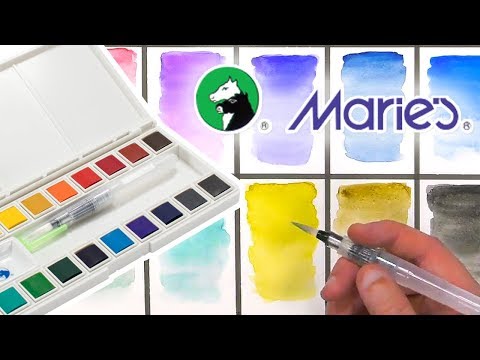 Unbox and Swatch - Marie's Sketch and Go 18 Watercolor Half Pan Sets