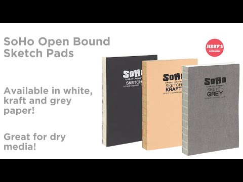 SoHo Open Bound Sketchbook 11x14, 3 Color Pack of Grey, Kraft & White