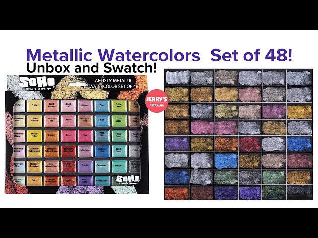 Unbox and Swatch - SoHo Artists’ Metallic Watercolor Set of 48