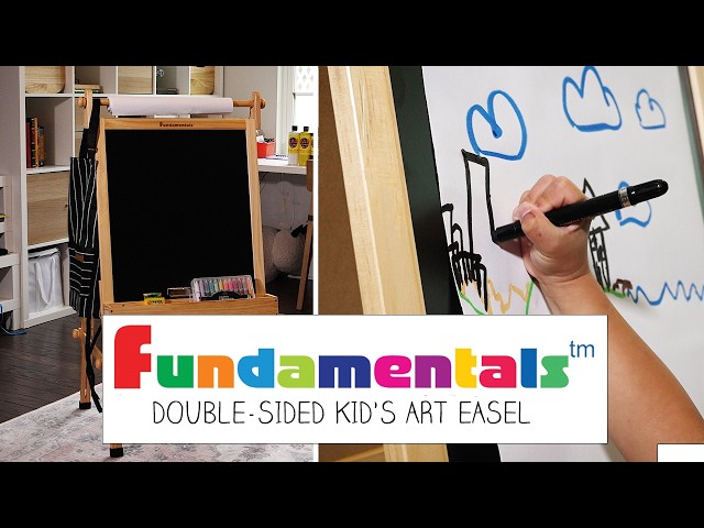 Fundamentals Double-Sided Kid's Art Easel. Fundamentals Double Sided Adjustable Kids Art Easel, Chalkboard & Dry Erase Board with Paper Roll The Fundamentals™ Adjustable Kids Art Easel is a durable double sided creative…
