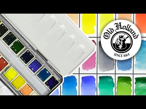 Old Holland Watercolor Half Pans Set of 24 - Unbox and Swatch