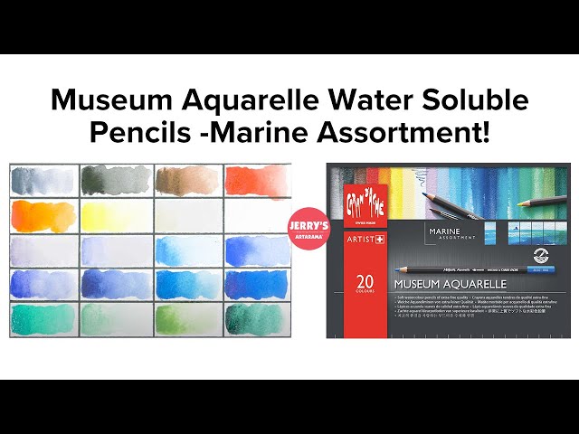 Unbox and Swatch Caran D'Ache Museum Aquarelle Water Soluble Pencil Marine Assortment Set of 20