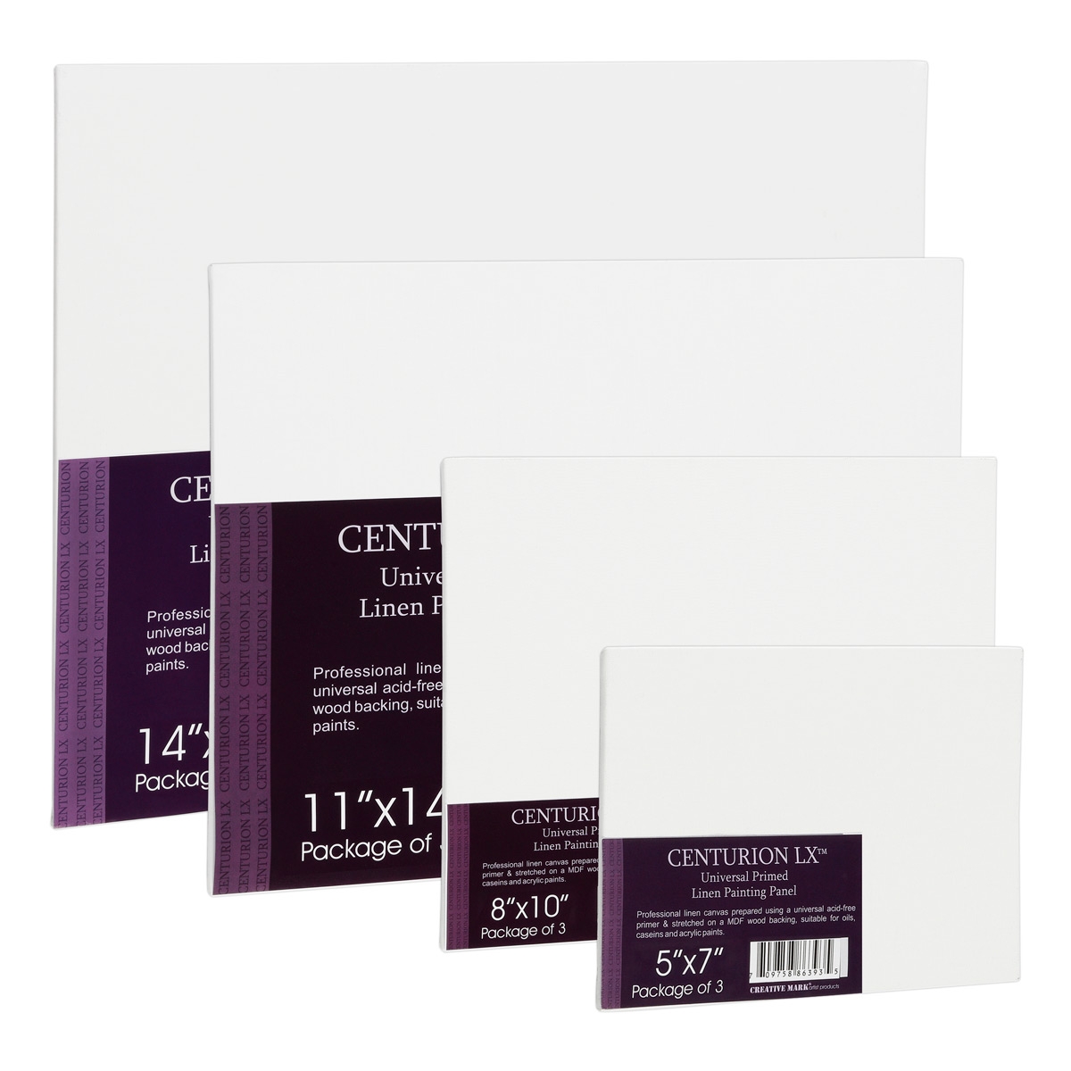 Centurion All-Media Acrylic Primed Linen Panels - 3 Pack 16x20