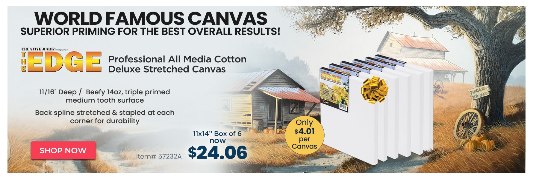 The Edge All Media Pro Cotton Canvas, 11x14in - 11/16 Deep Box of 6