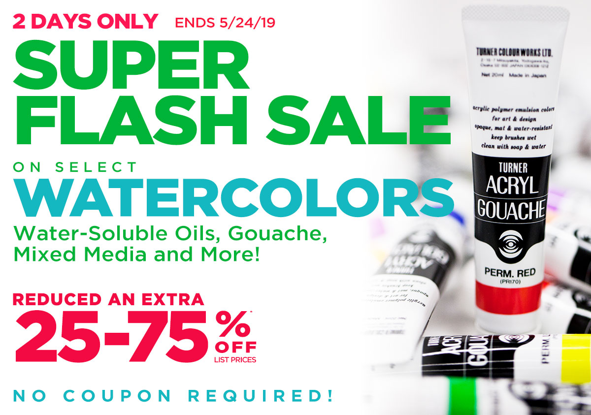 2 Day Super Sale - Super Sale - Watercolors, Water-Soluble Oils, Gouache, Multi-Media Plus Extra 15% OFF Bonus Coupon & Already Reduced Hot Buys - must use code ws19ja at checkout