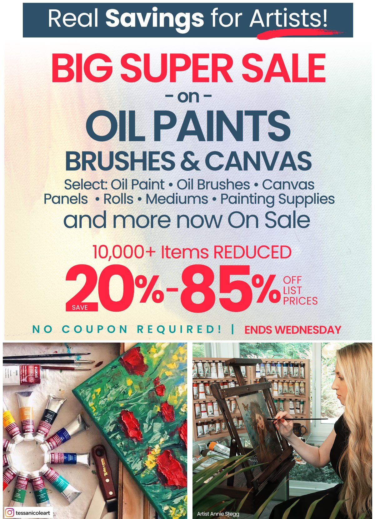 Big Super Sale On Oil Paints, Brushes & Canvas