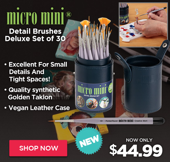 Micro Mini Detail Brush Deluxe Set of 30 (Vegan Leather Case