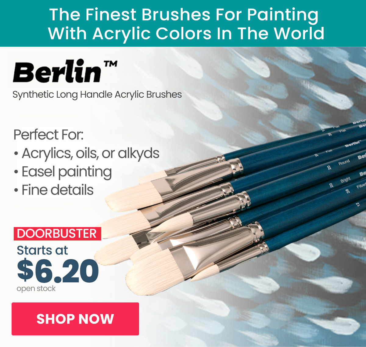 Berlin Synthetic Long Handle Acrylic Brushes 