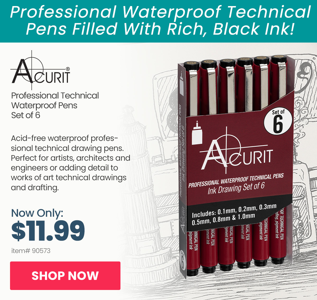 Acurit Waterproof Technical Pens
