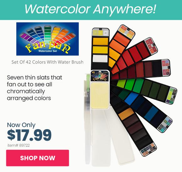 Fan-Pan Artist Watercolors Set Of 42 Colors With Water Brush