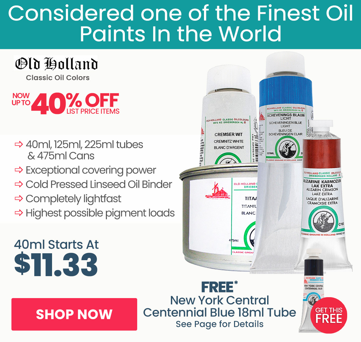 Old Holland Classic Oil Colors - Free Centennial Blue