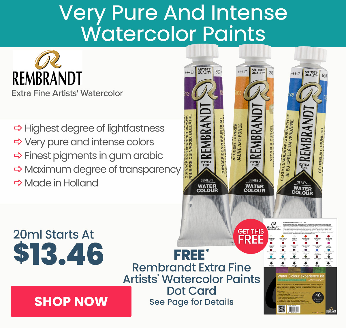 Free Gift with Purchase - Rembrandt Extra Fine Artists' Watercolor Paints