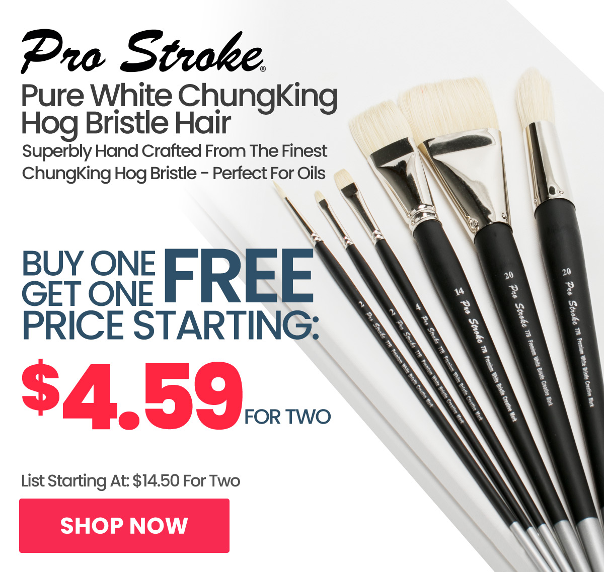 Pro Stroke Premium White Bristle Brushes by Creative Mark
