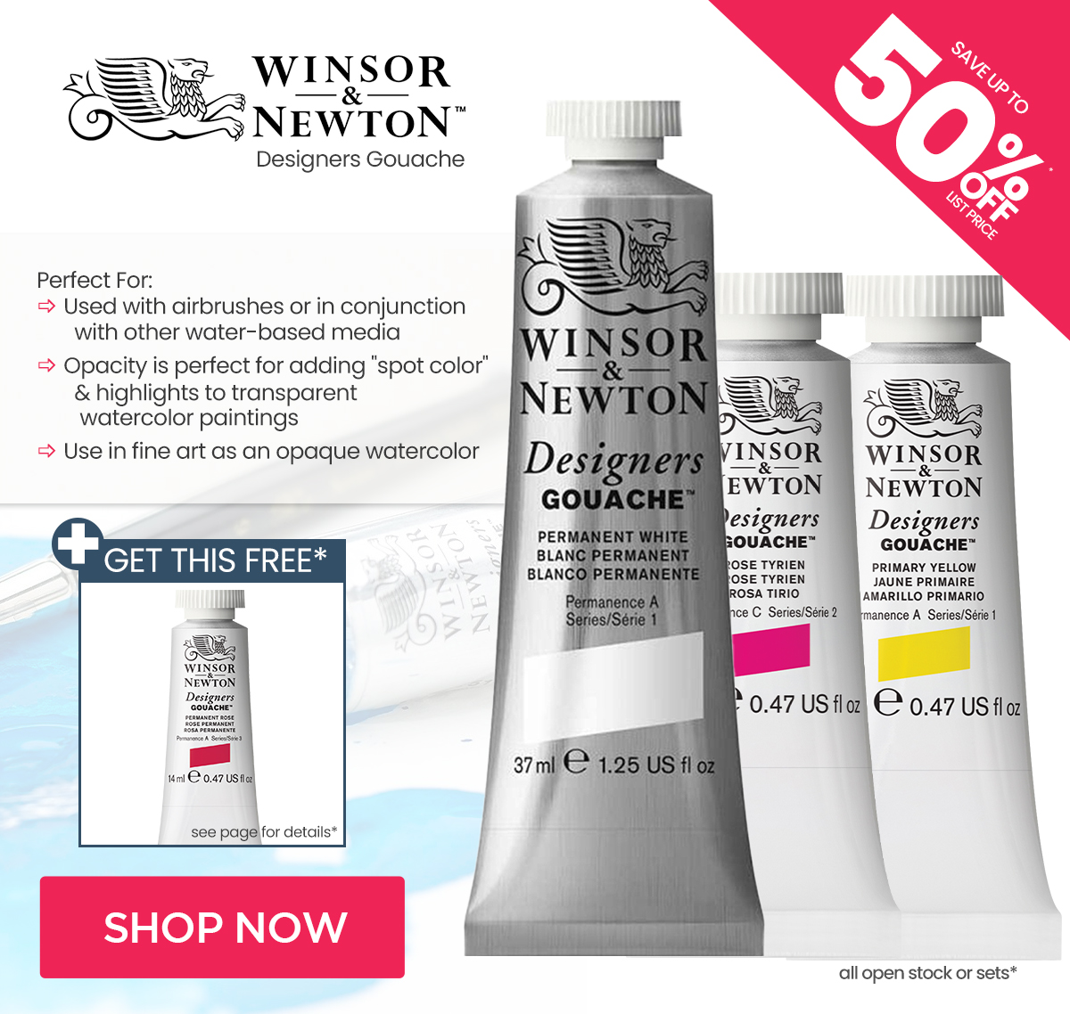 Winsor & Newton Designers Gouache with Free Gift
