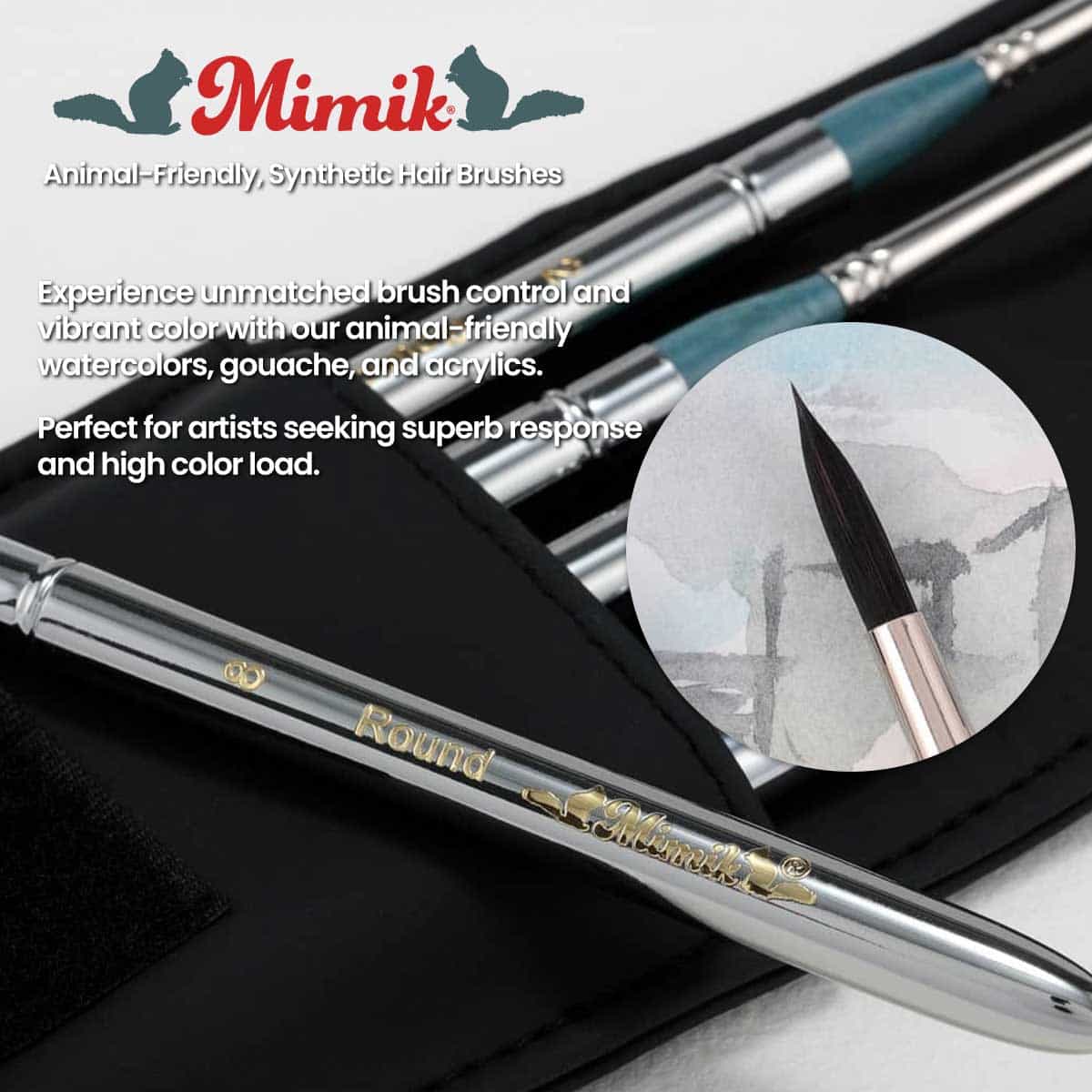 Mimik High Performance Synthetic Squirrel Hair Watercolor Brushes