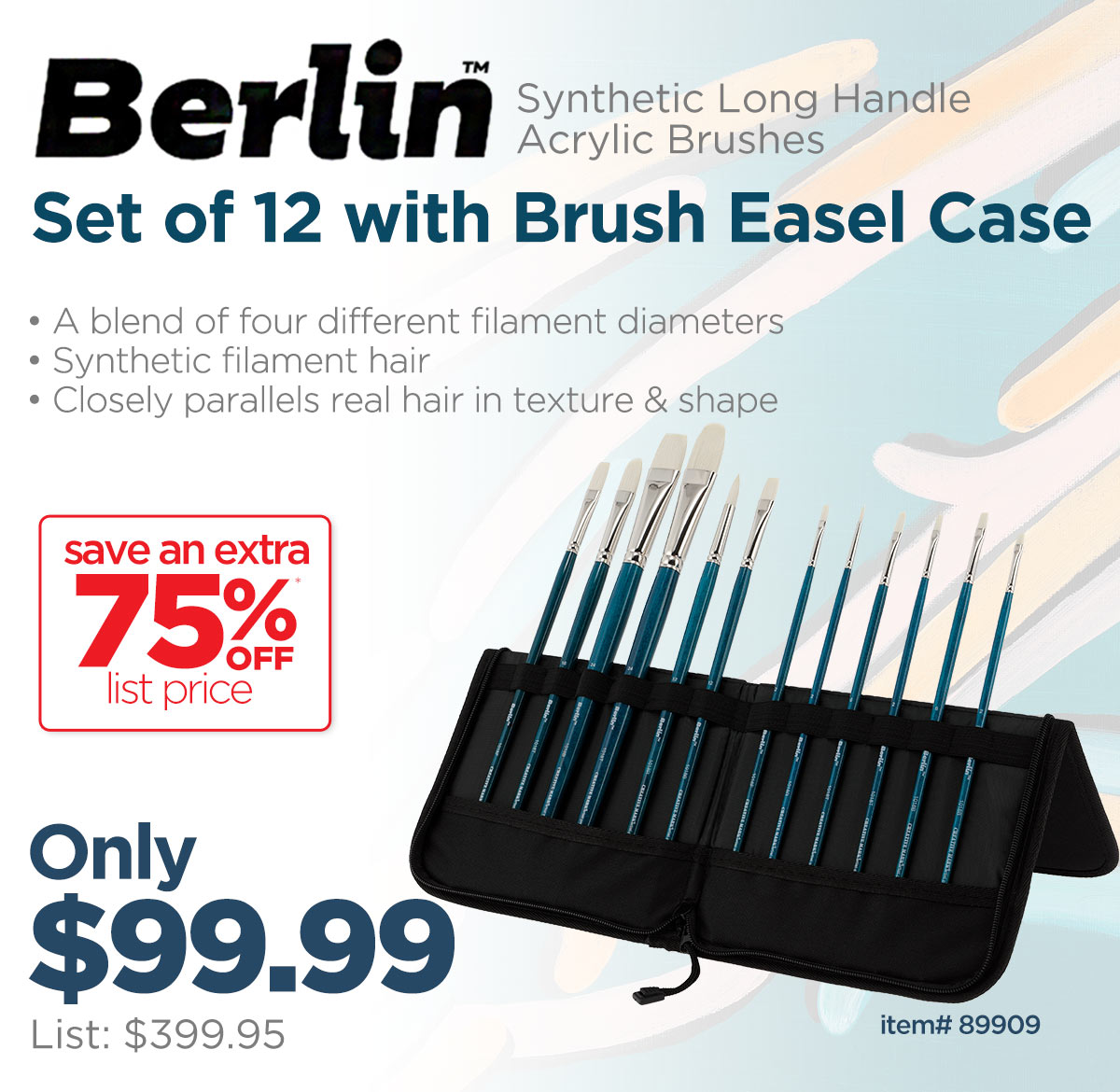Berlin Acrylic Brush Set of 12 with Brush Easel Case
