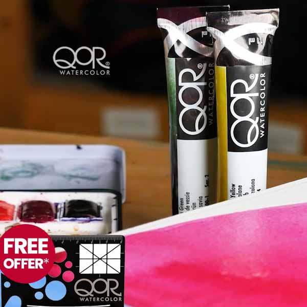 QoR Artist Watercolors and watercolor sets with a free offer and 40 percent off list sale