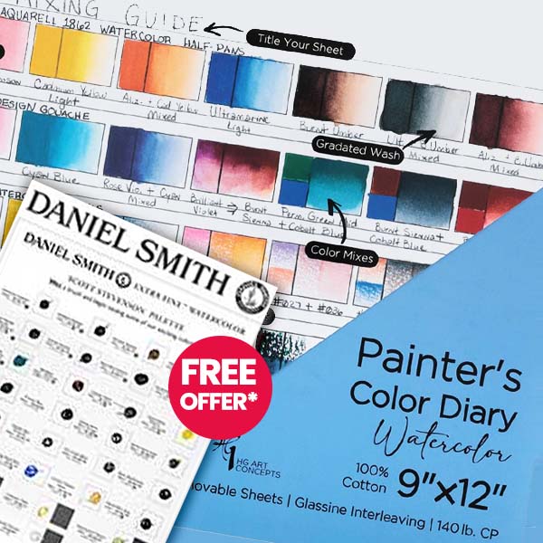 Daniel Smith watercolor dot card and Painter's Color Diary set promotion