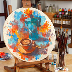 Artwork by Emmy Kline on Pro Birch Round Painting Panel