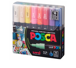 Posca Acrylic Paint Drawing Tip Markers - Extra Fine Tip Set of 16