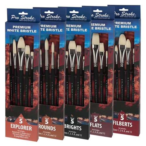 Pro Stroke Premium White Bristle Brush Sets