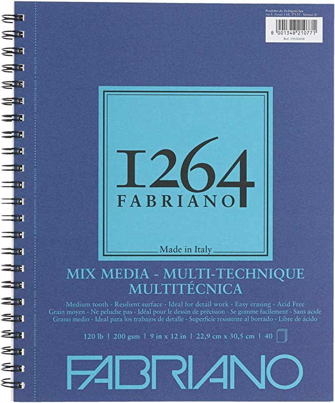 FREE* Fabriano 1264 Mixed Media 120lb Spiral 9x12 Pad