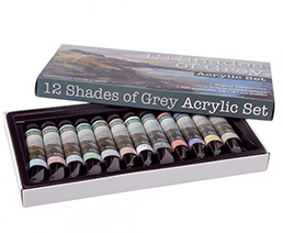 12 Shades of Grey Acrylic Colors Set of 12