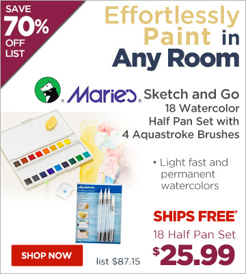 Marie's Sketch and Go 18 Watercolor Half Pan Sets
