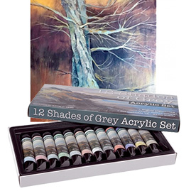 12 Shades of Grey Acrylic Paint Set of 12