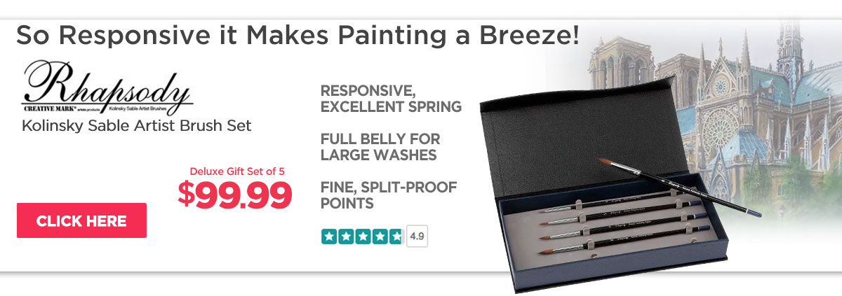 Creative Mark Rhapsody Kolinsky Sable Watercolor Brush Deluxe Gift Set of 5