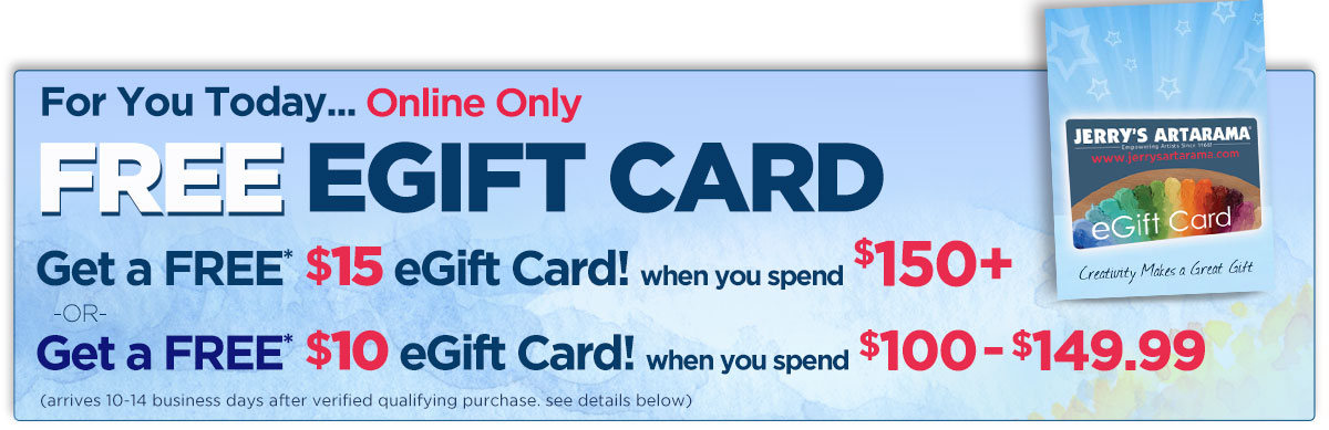 FREE* $10 or $15 Jerry's eGift Card with purchase orders of $100+