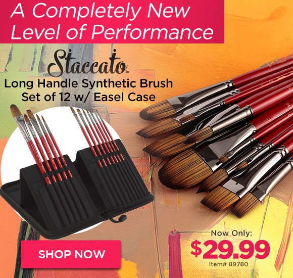 Staccato Long Handle Synthetic Brush Set of 12 w/ Easel Case