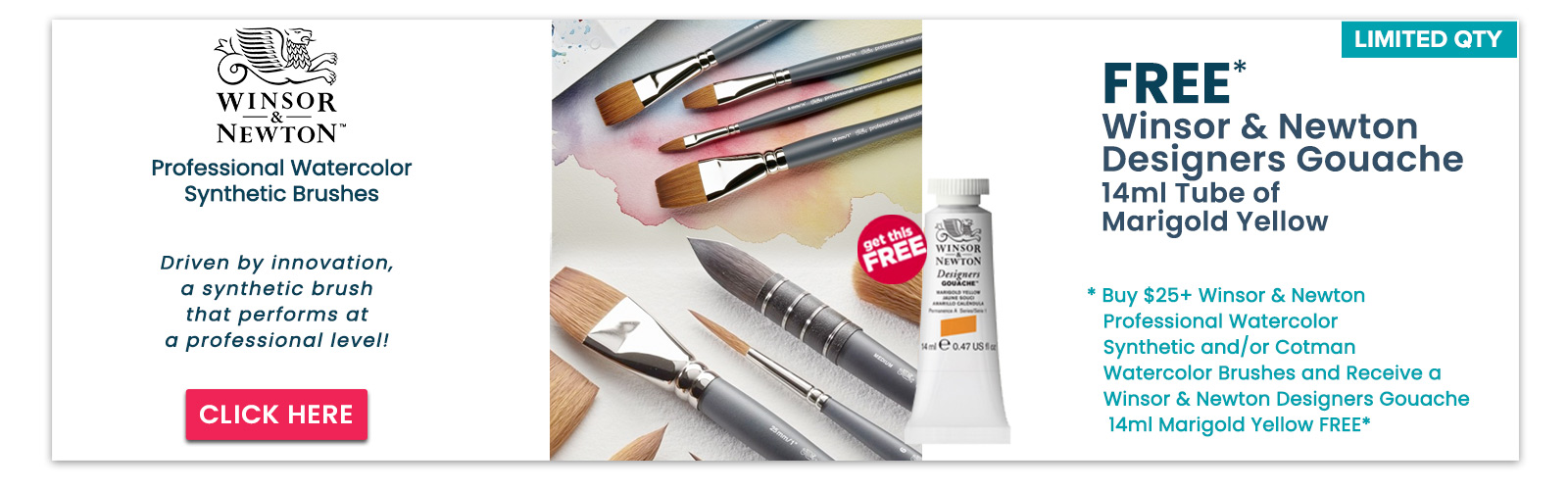 Winsor & Newton Professional Watercolor Synthetic Brushes + Special Offer