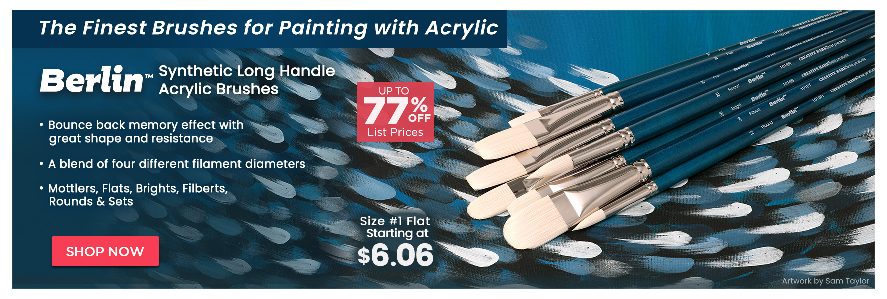 Berlin Synthetic Long Handle Acrylic Brushes & Sets