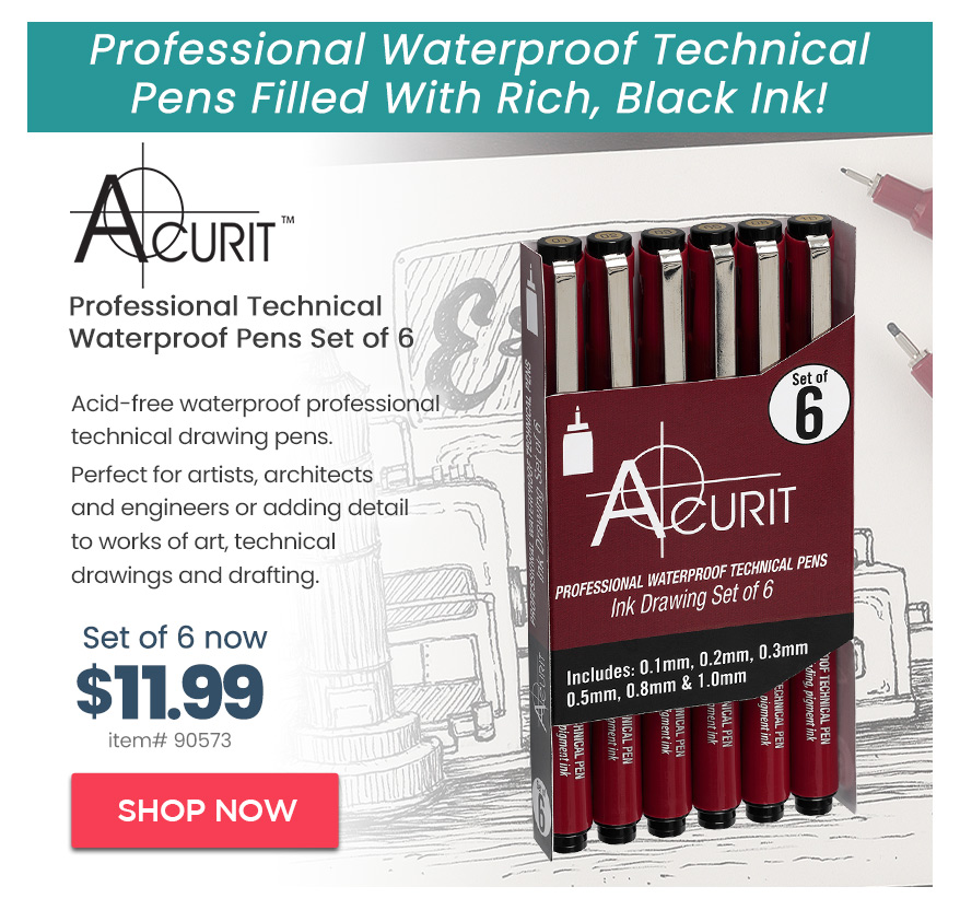 Acurit Technical Waterproof Ink Pen Set of 6