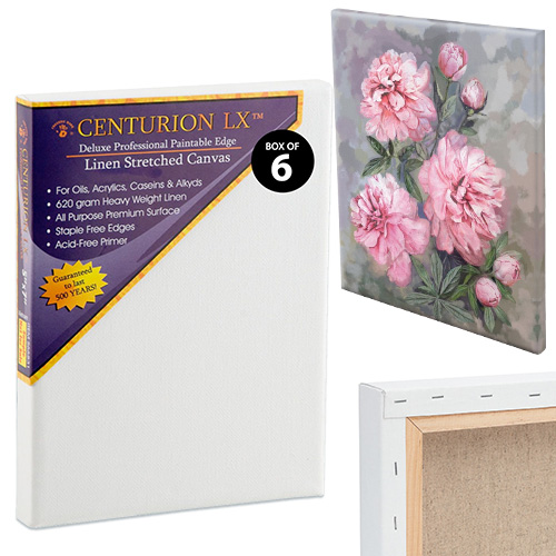 Centurion LX Universal Acrylic Primed Linen Stretched Canvas 3/4" Deep - 9x12" Box of 6
