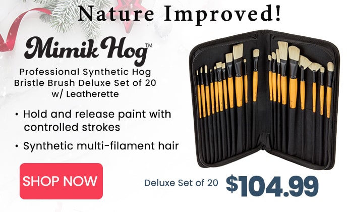 Mimik Hog Professional Synthetic Bristle Brush, Deluxe Set of 20