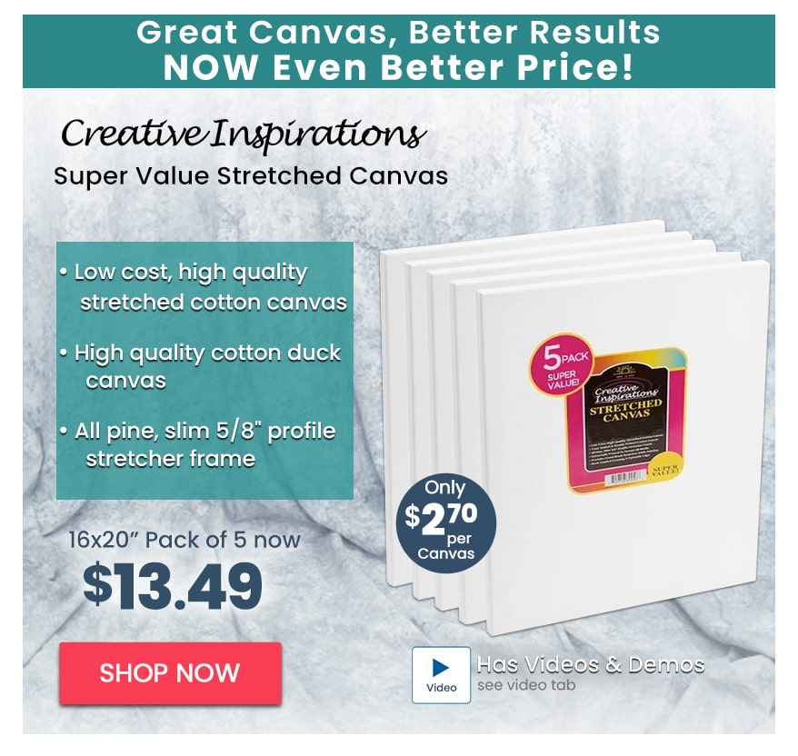 Creative Inspirations Super Value Stretched Canvas 5 Packs