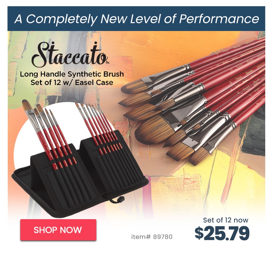 Staccato Long Handle Synthetic Artist Brushes, Set of 12