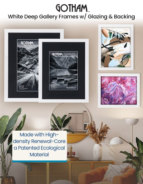 Gotham White Deep Gallery Frames w/ Glazing & Backing